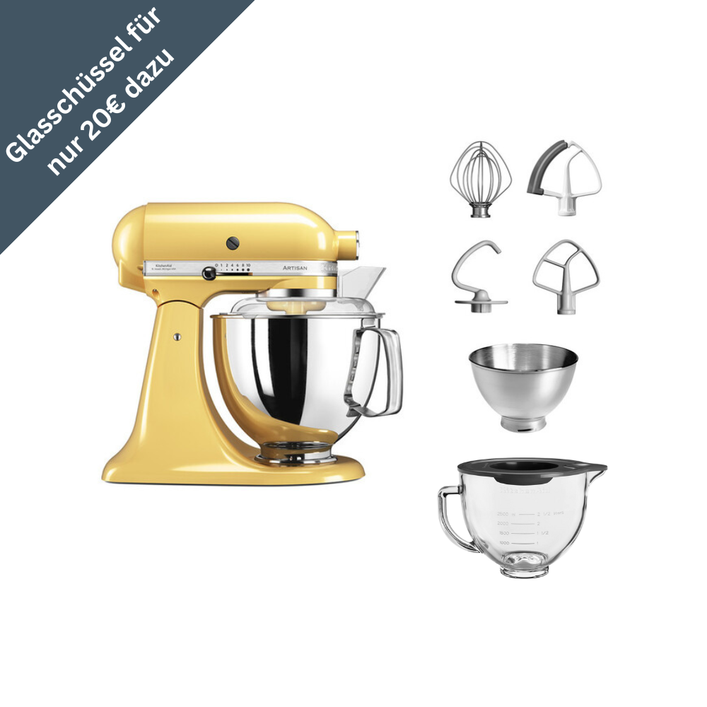 KitchenAid 4,8 L 5KSM175 Artisan Küchenmaschine Glasset mit Glasschüssel
