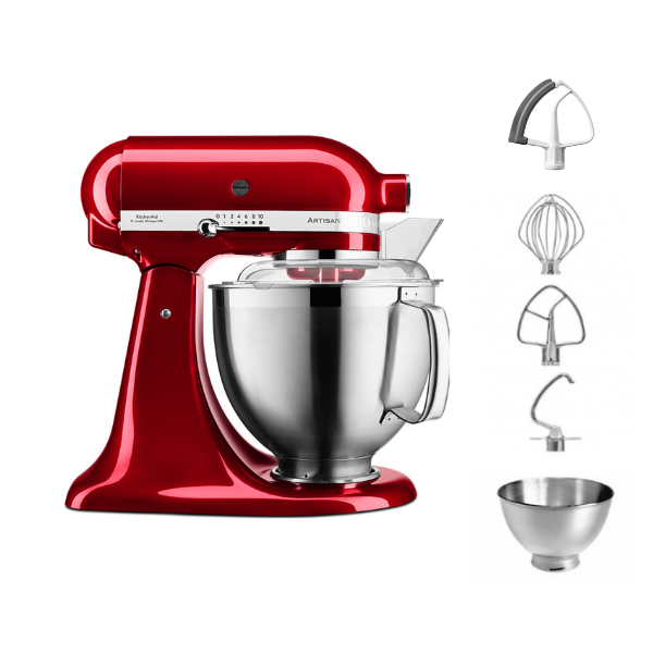 KitchenAid 4,8 L 5KSM185 Artisan Küchenmaschine Flexiset Artisan + Flexirührer