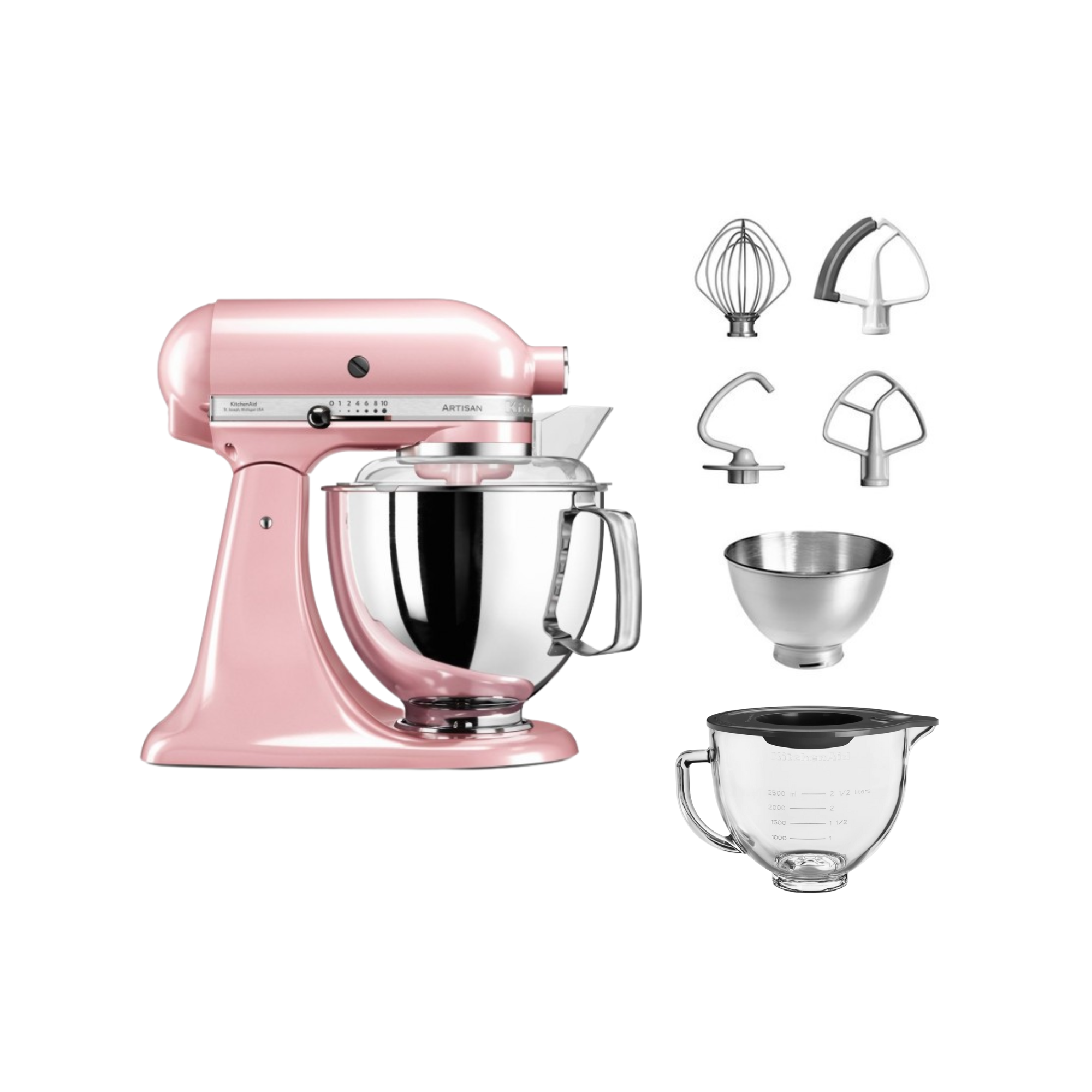 KitchenAid 4,8 L 5KSM175 Artisan Küchenmaschine Glasset mit Glasschüssel