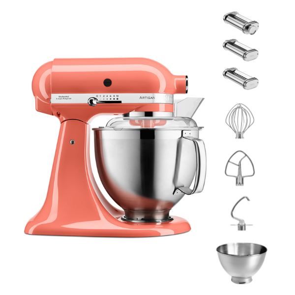 KitchenAid 4,8 L 5KSM185 Artisan Küchenmaschine Pastalover 3er Nudelwalzenset