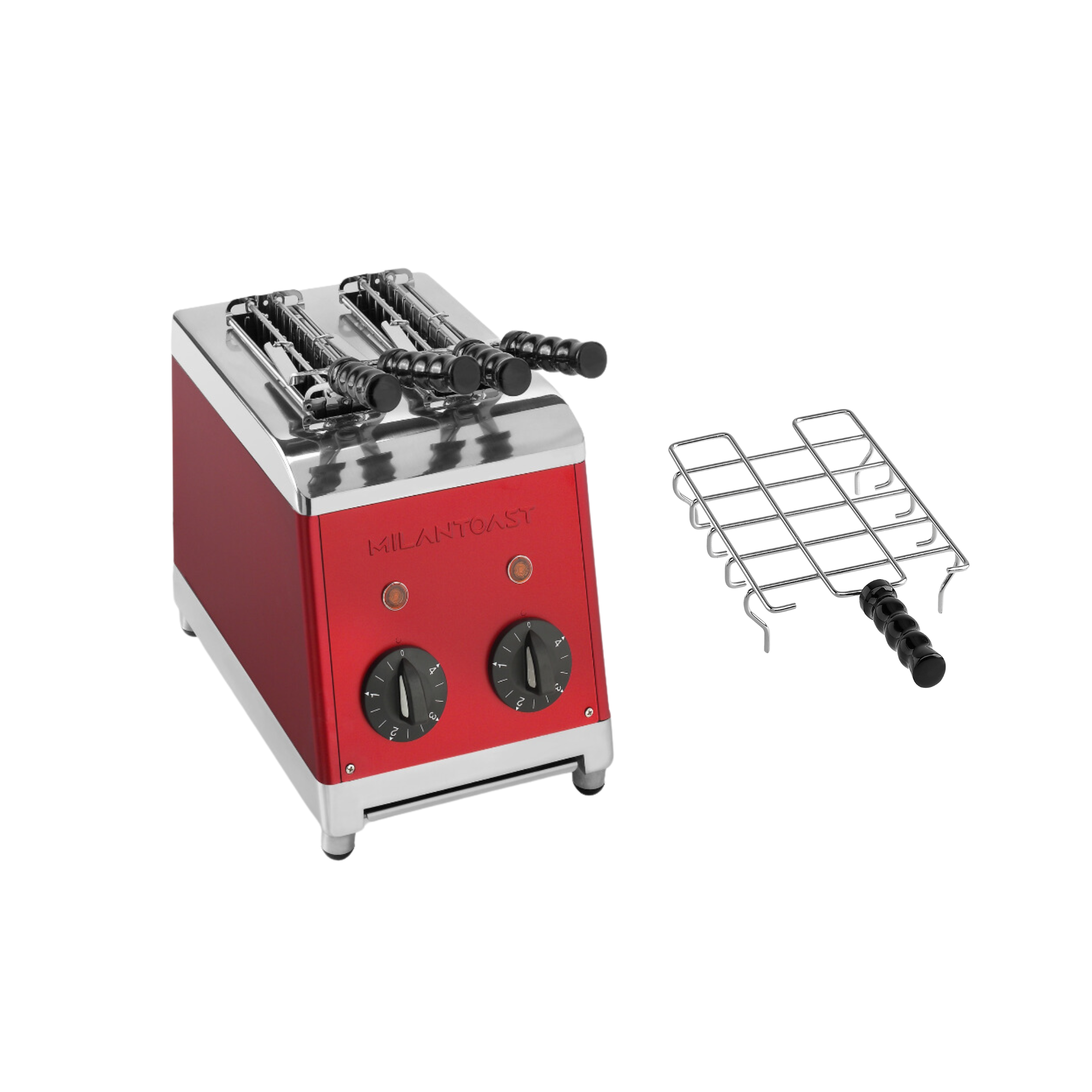 Milantoast 2-er Toaster mit Zangen mit Brötchenaufsatz