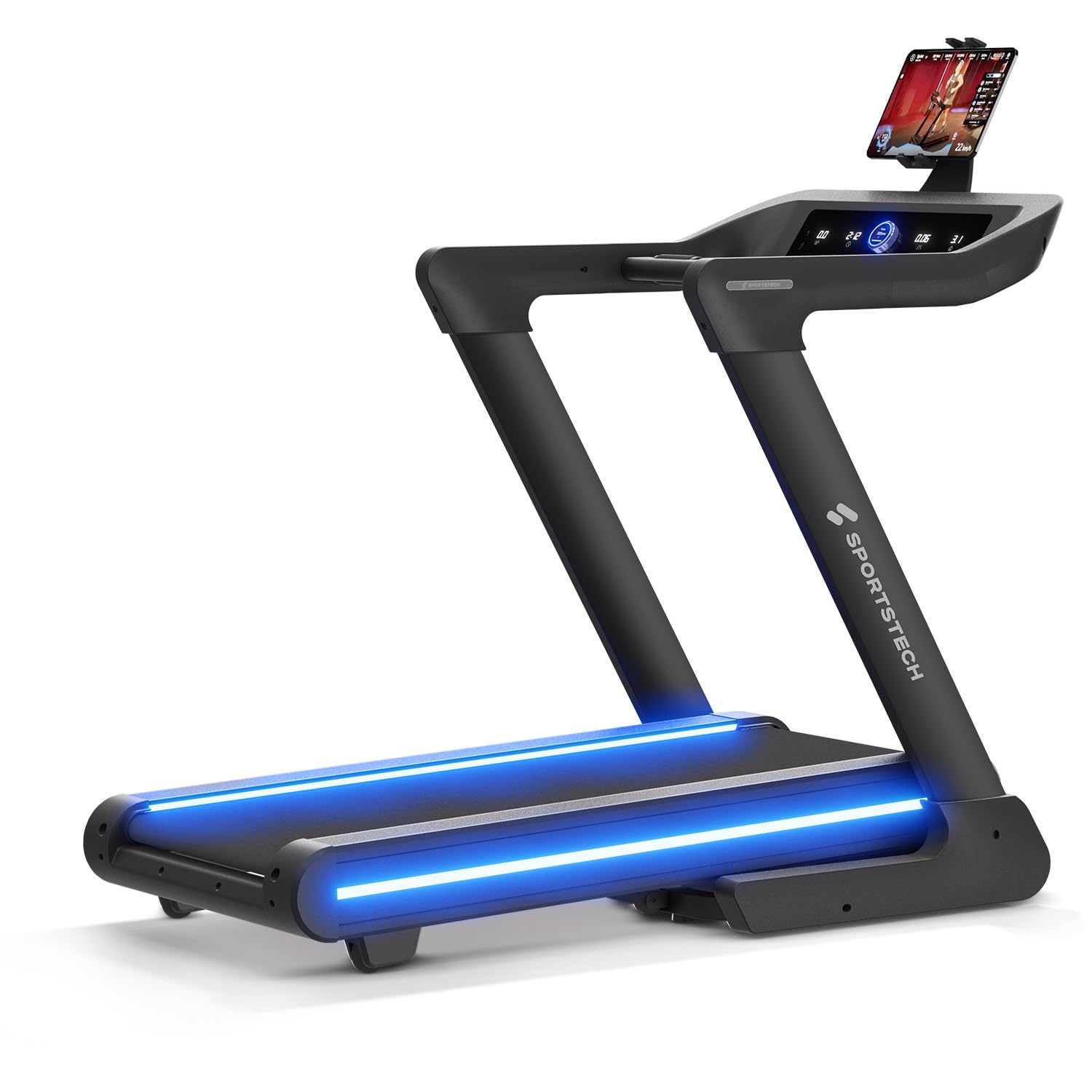 Sportstech sTread Pro/Lite Laufband klappbar für Zuhause – bis 20 km/h, 15–17 % Steigung, 150 kg max., LEDs, APP-kompatibel, leiser 7 PS Motor, große Lauffläche – Deutsche Qualitätsmarke