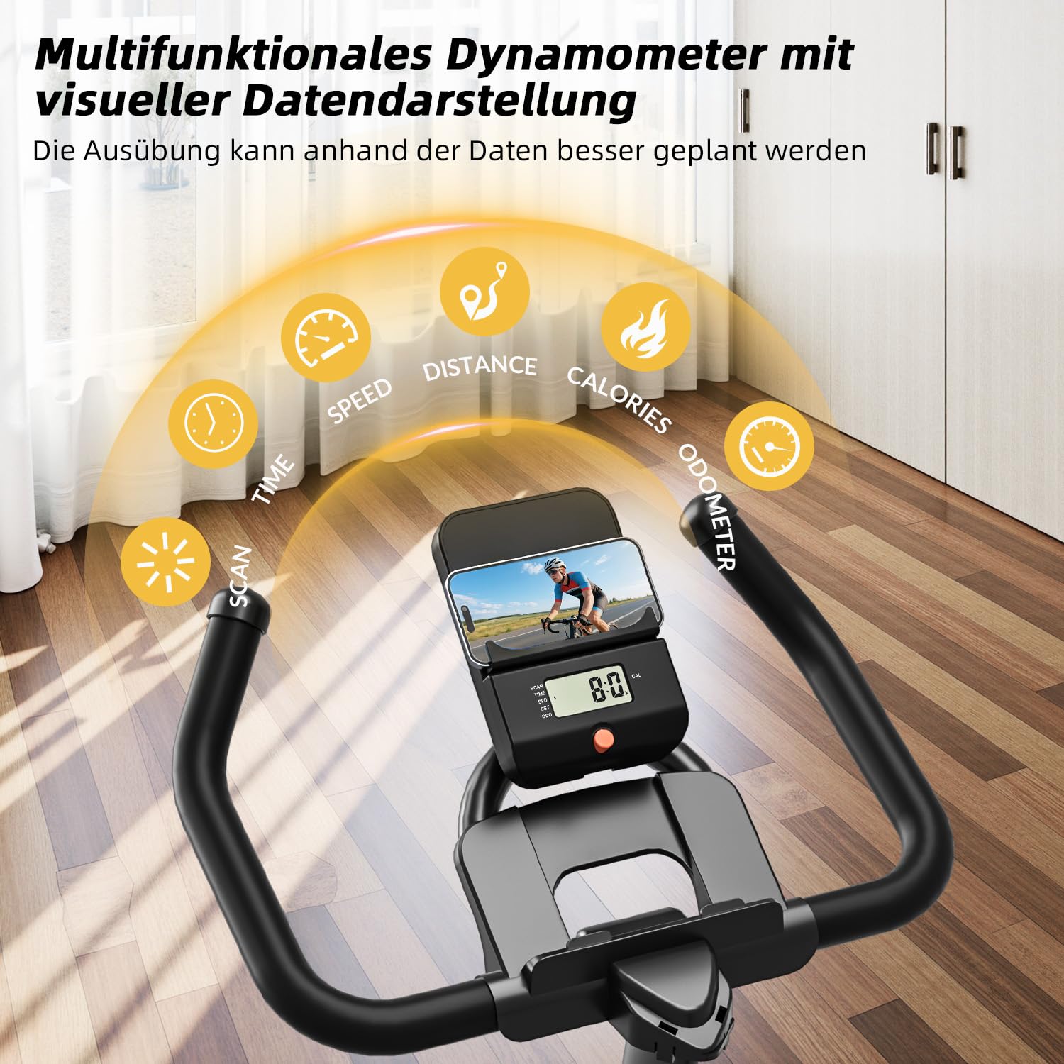 Heimtrainer Fahrrad mit App, CHAOKE Profi Ultra-Leiser Indoor-Hometrainer mit Magnetwiderstand, Ergometer Heimtrainer mit V-Stabil-Basis, Superweichem und Atmungsaktivem Sitz, Bis 160KG