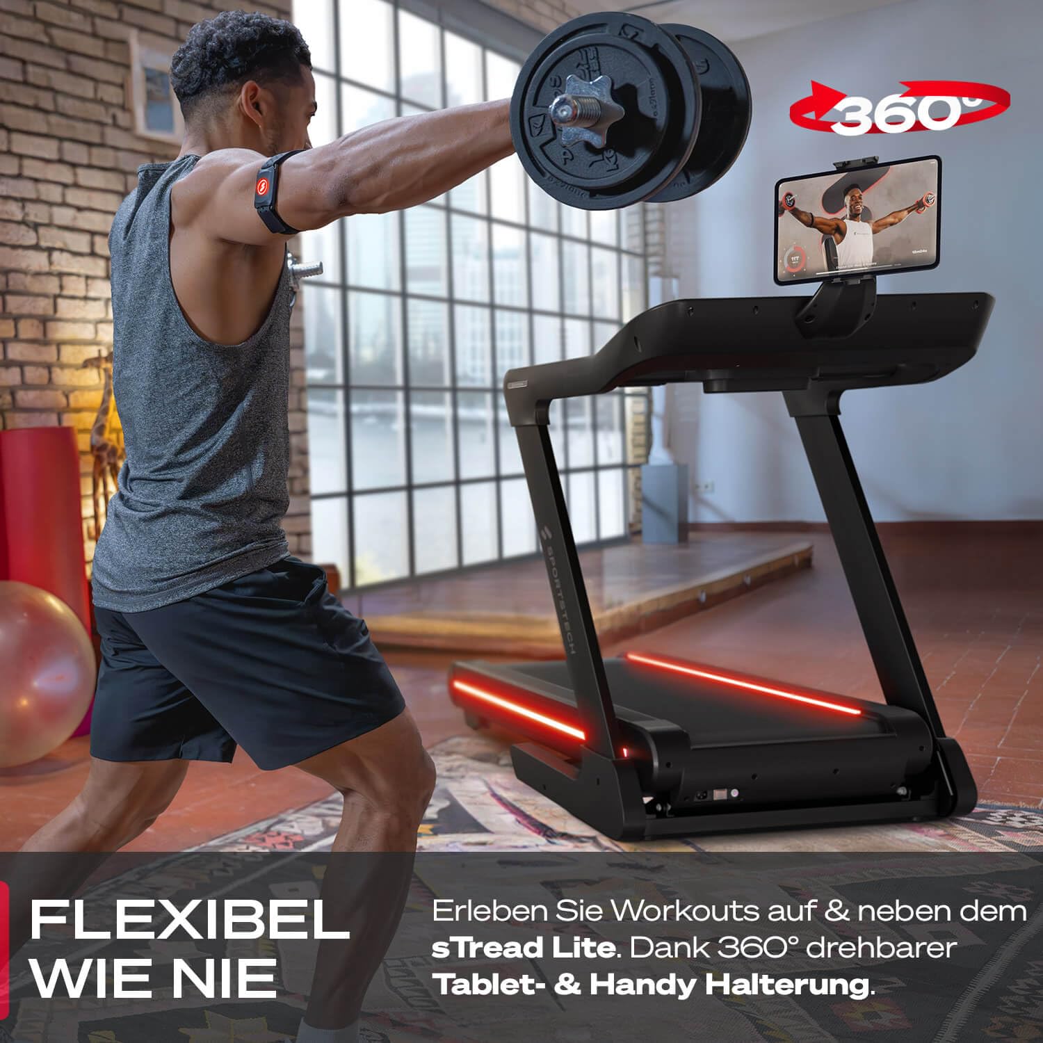 Sportstech sTread Pro/Lite Laufband klappbar für Zuhause – bis 20 km/h, 15–17 % Steigung, 150 kg max., LEDs, APP-kompatibel, leiser 7 PS Motor, große Lauffläche – Deutsche Qualitätsmarke