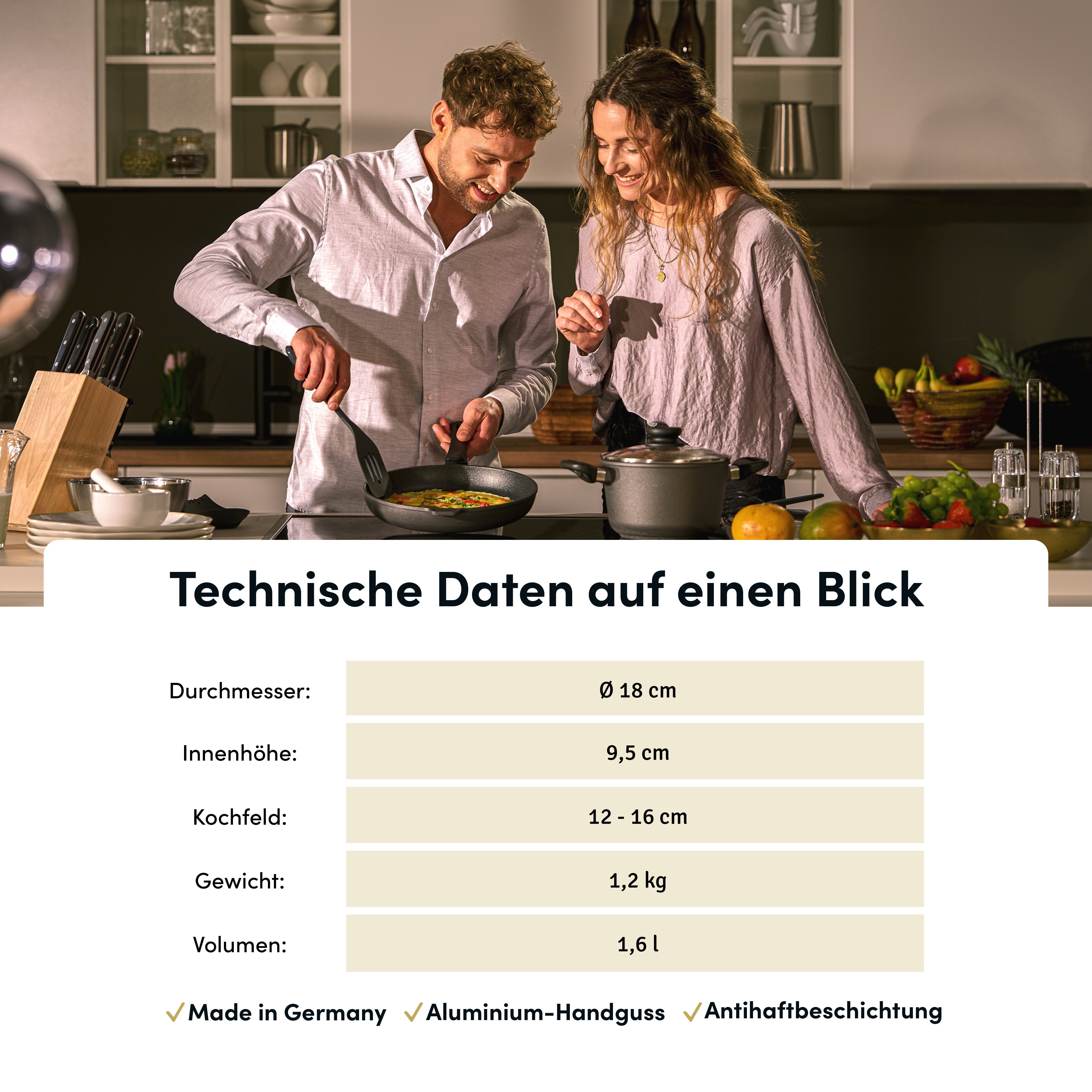 Stieltopf I Stielkasserolle Ø 18 cm I Deckel optional