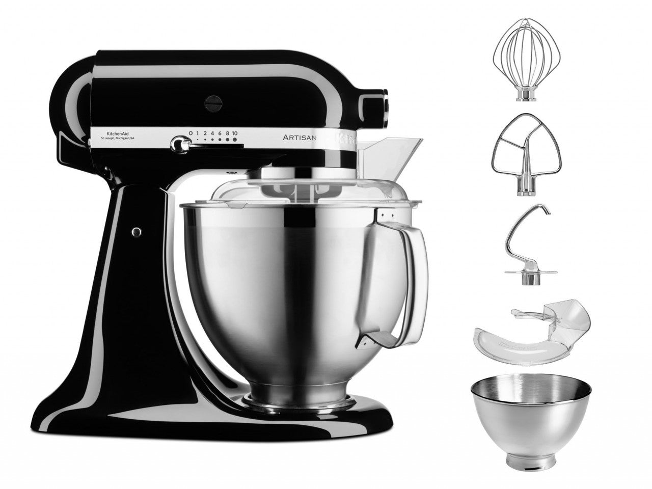 KitchenAid 4,8 L 5KSM185 Artisan Küchenmaschine Allrounderset Fleischwolf+Spritzgebäck+Gemüseschneider