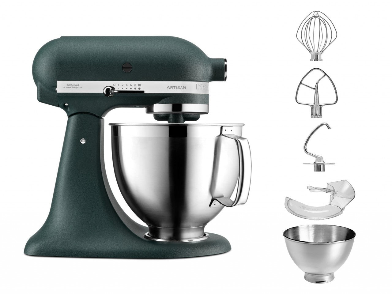 KitchenAid 4,8 L 5KSM185 Artisan Küchenmaschine Profiset Fleischwolf+Spritzgebäck+Gemüseschneider+Pürie