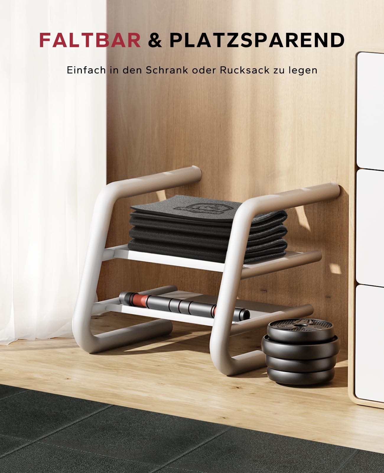 HAPBEAR Faltbare Bodenschutzmatte Für Sportgeräte Fitnessgeräte- 173cmx61cmx5 mm, Hohe Dichte PVC, Schalldämmend Fitnessmatte für Laufbänd, Ellipsentrainer, Heimtrainer, rollentrainer HBEM10