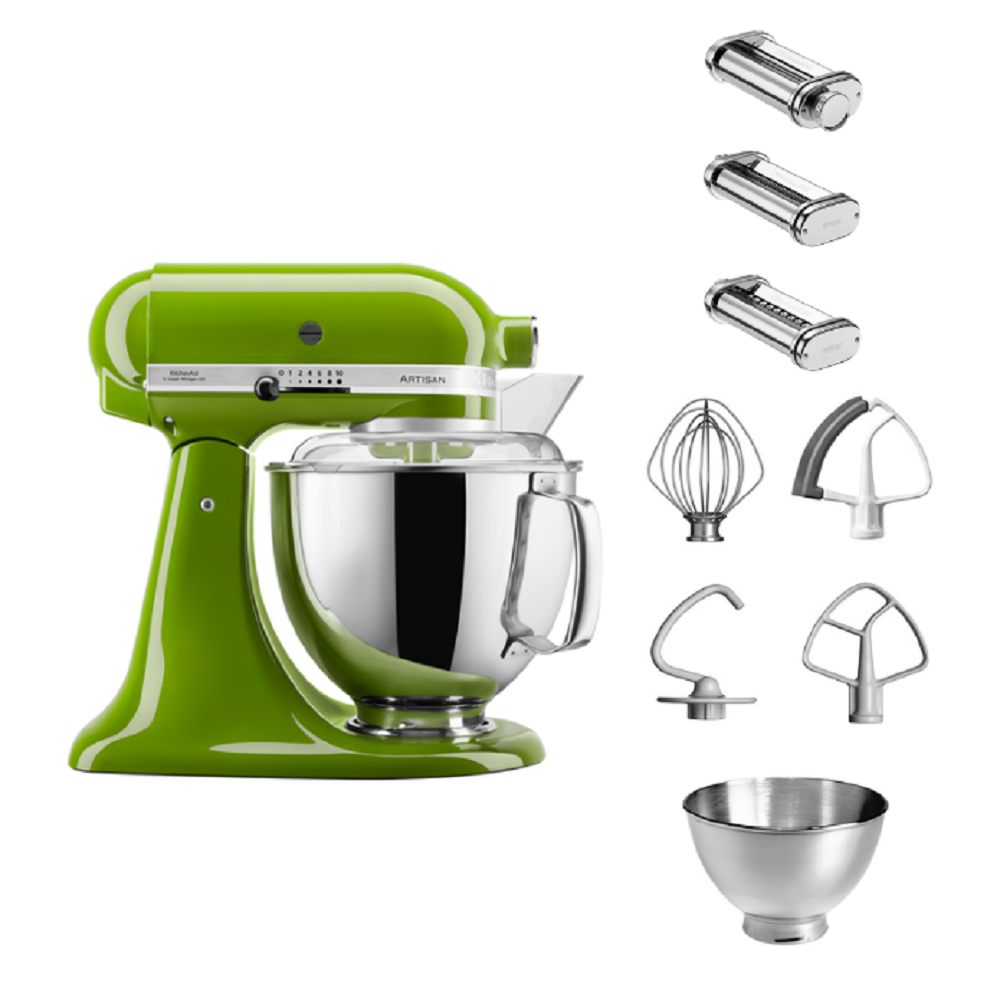 KitchenAid 4,8 L 5KSM175 Artisan Küchenmaschine Pastalover mit Nudelwalzen 3er- Set