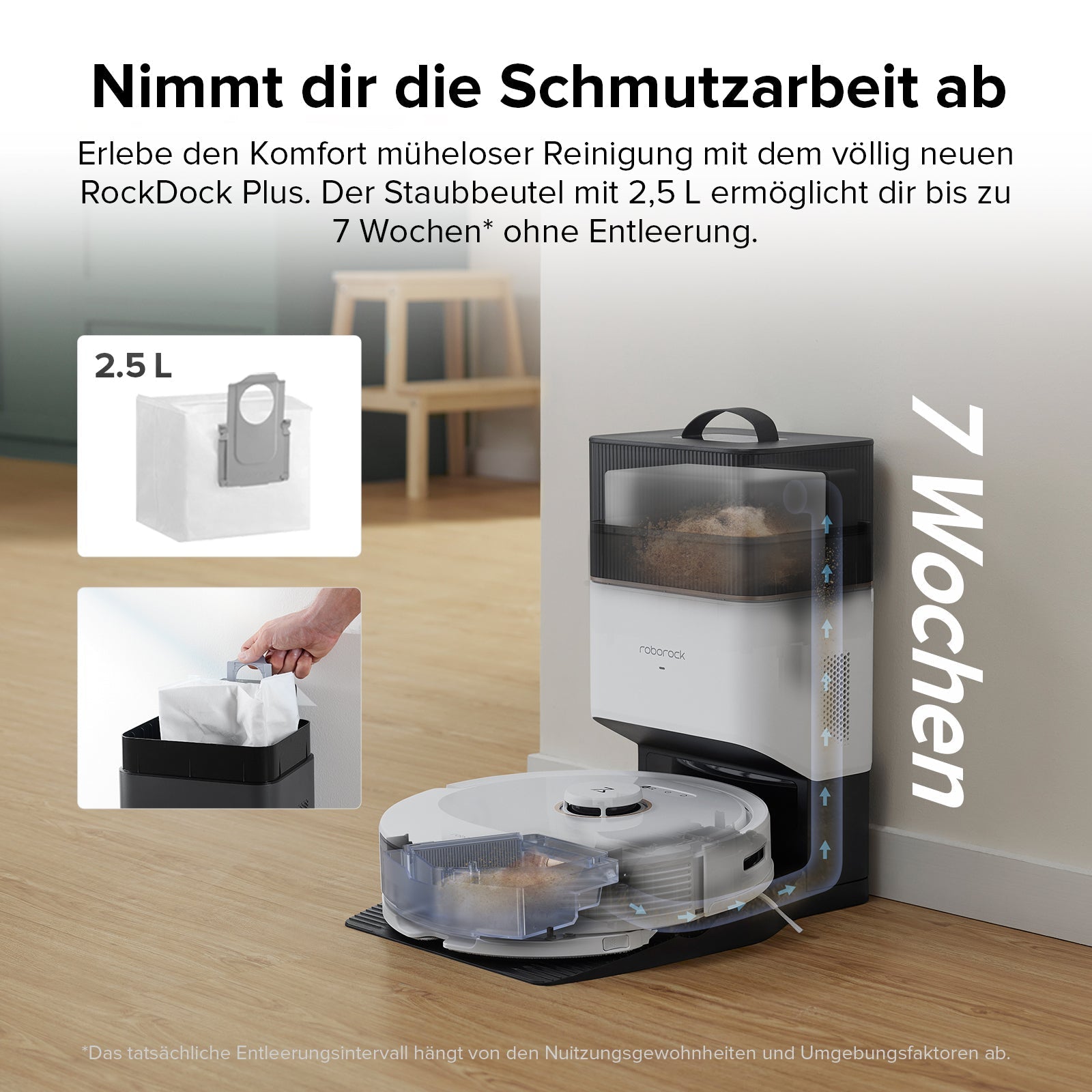 Roborock Q8 Max+ Saug- und Wischroboter mit Auto-Entleerungsstation
