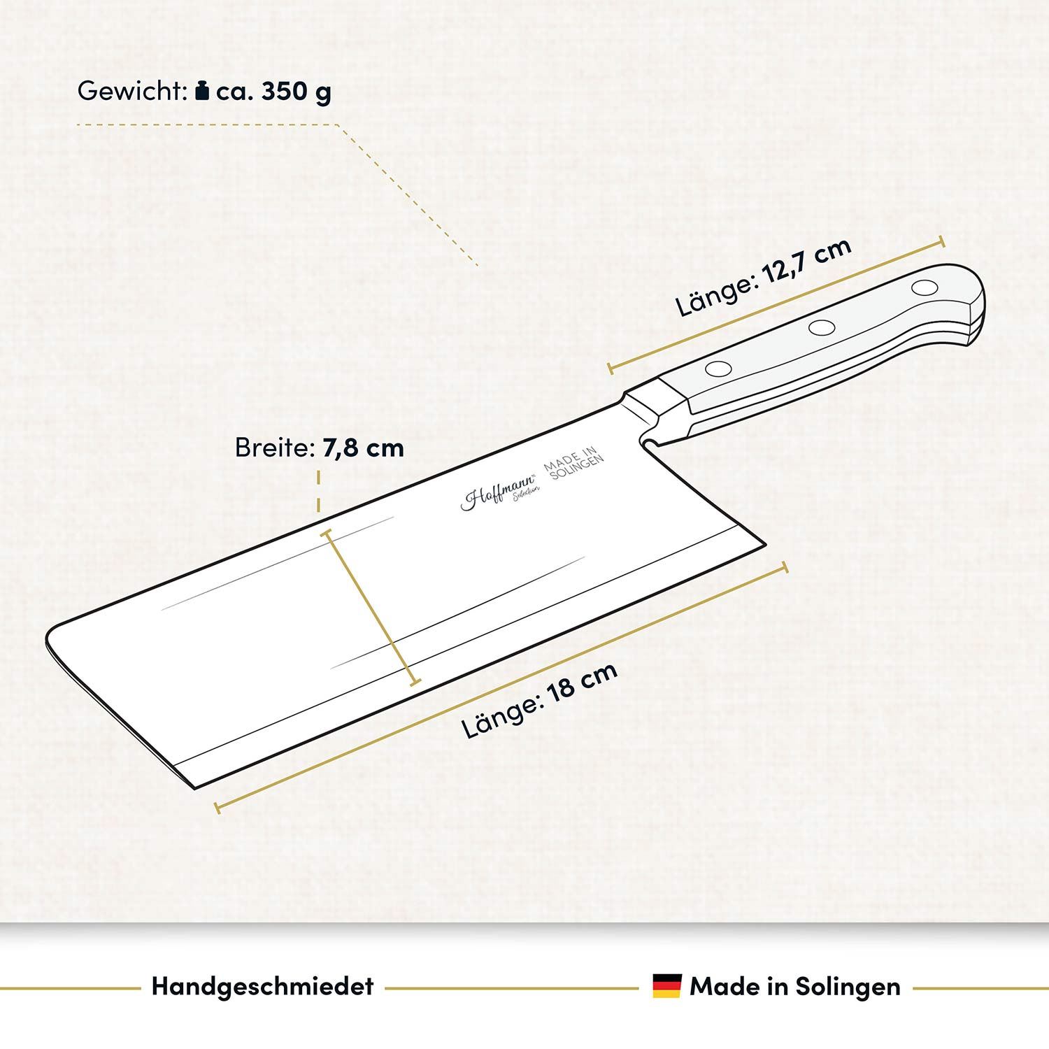 Hackmesser 18 cm, handgeschmiedet in Solingen